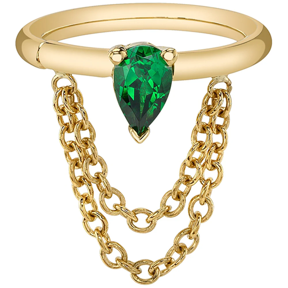 "Call Me" Hinge Ring in Gold with Chrome Tsavorite - Image 2
