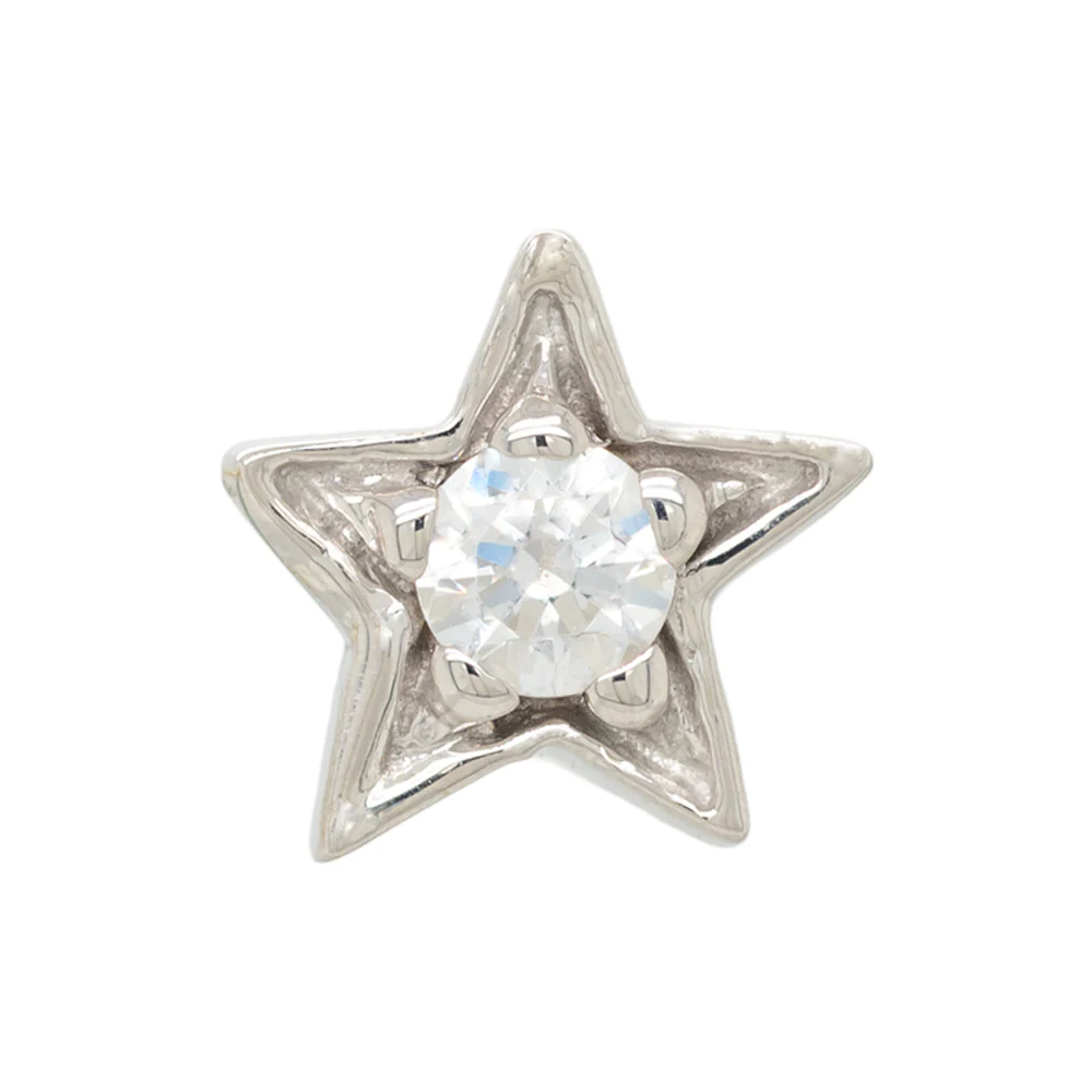 Concentric Star Nostril Screw in Gold & Platinum with White Diamond