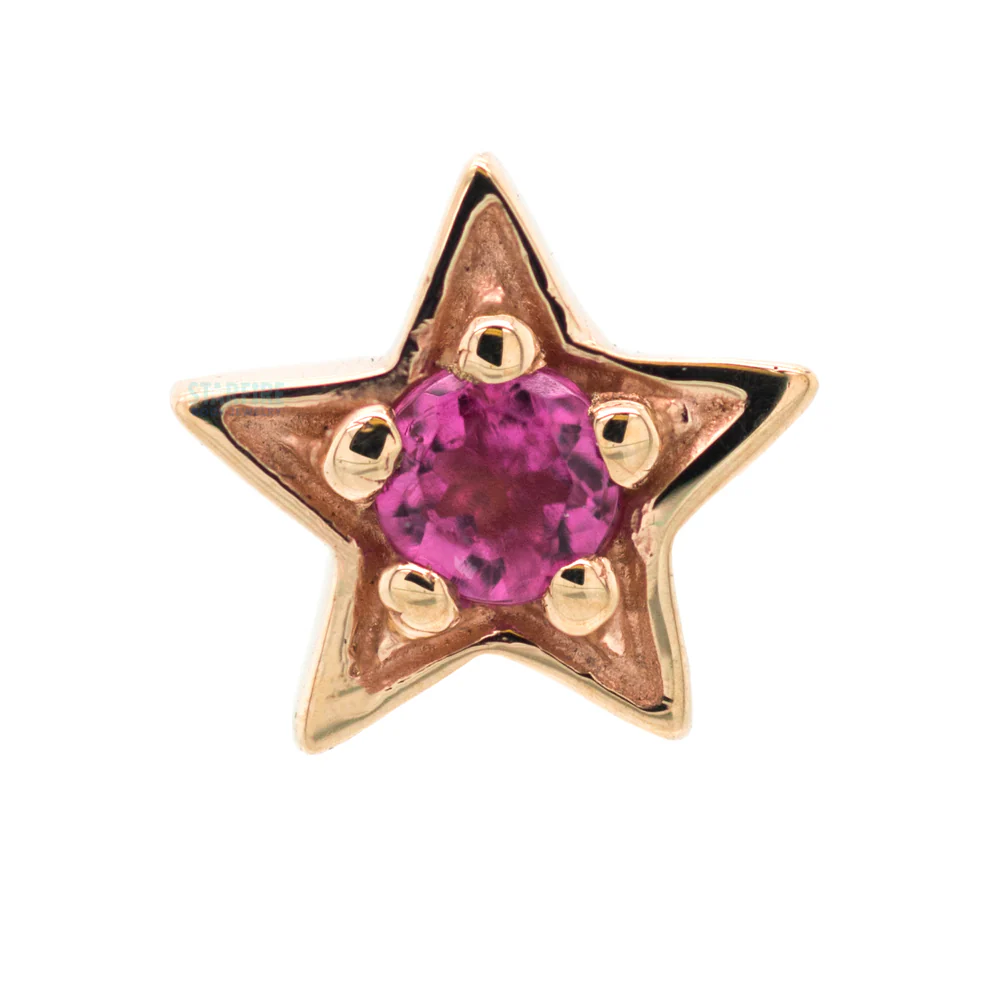 Concentric Star Threaded End in Gold with Pink Tourmaline - Image 2