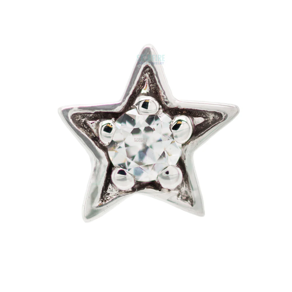Concentric Star Threaded End in Gold with White CZ - Image 2