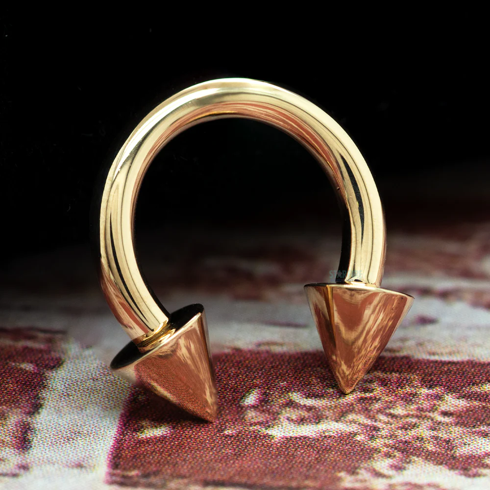 Cone Spikes "Spikey" Gold Circular Barbell - Image 2