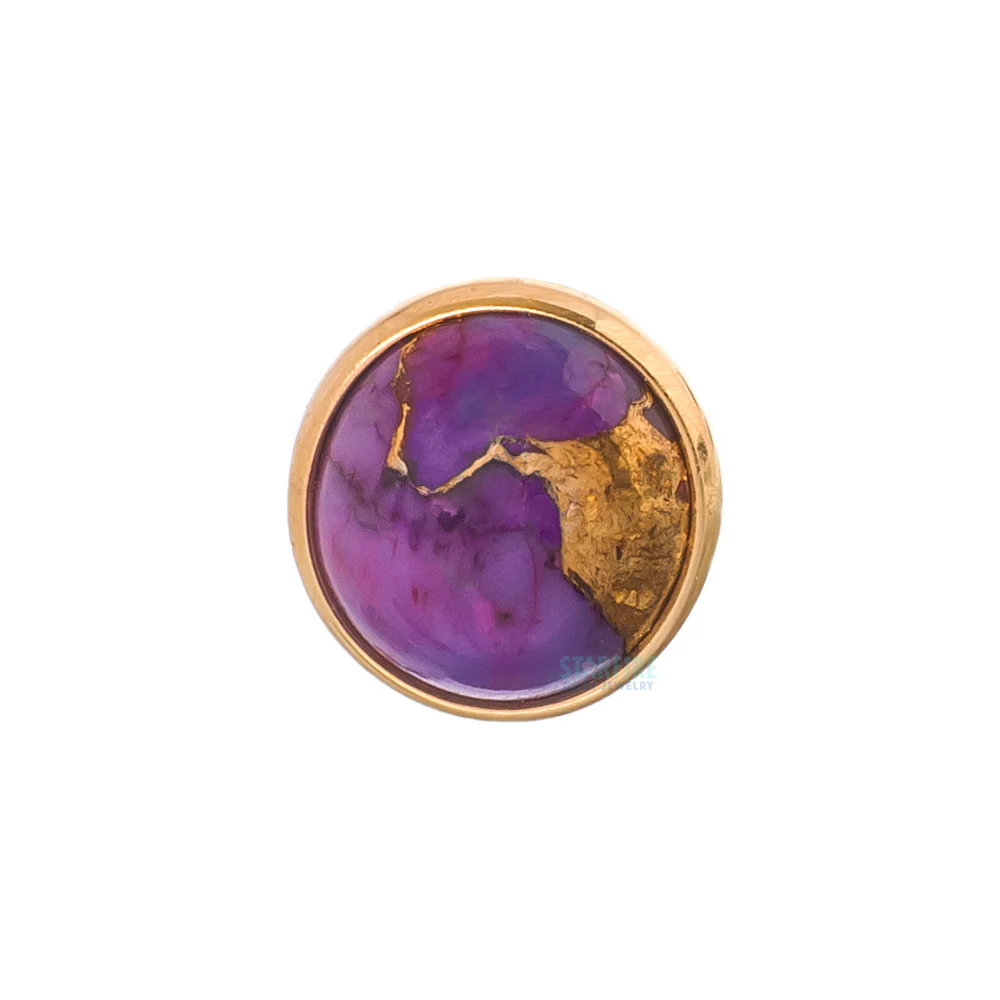 Copper Purple Turquoise in Cup Setting Threaded End in Gold & Platinum - Image 3