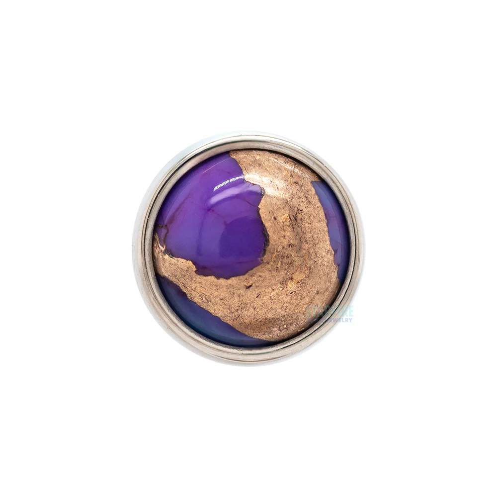 Copper Purple Turquoise in Cup Setting Threaded End in Gold & Platinum - Image 4
