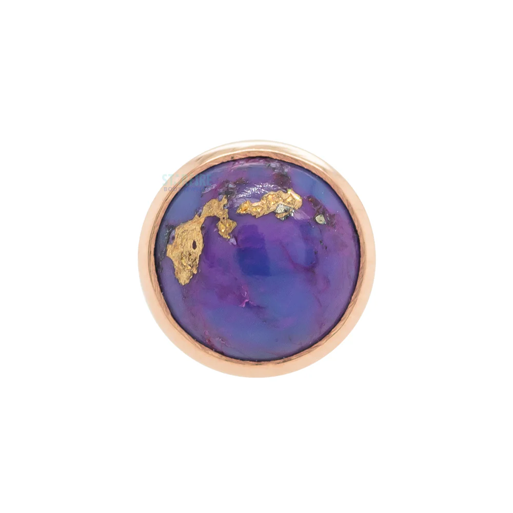 Copper Purple Turquoise in Cup Setting Threaded End in Gold & Platinum - Image 5