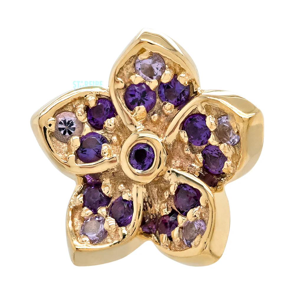 "Crystal" Threaded End in Gold & Platinum with Light Amethyst & Amethyst