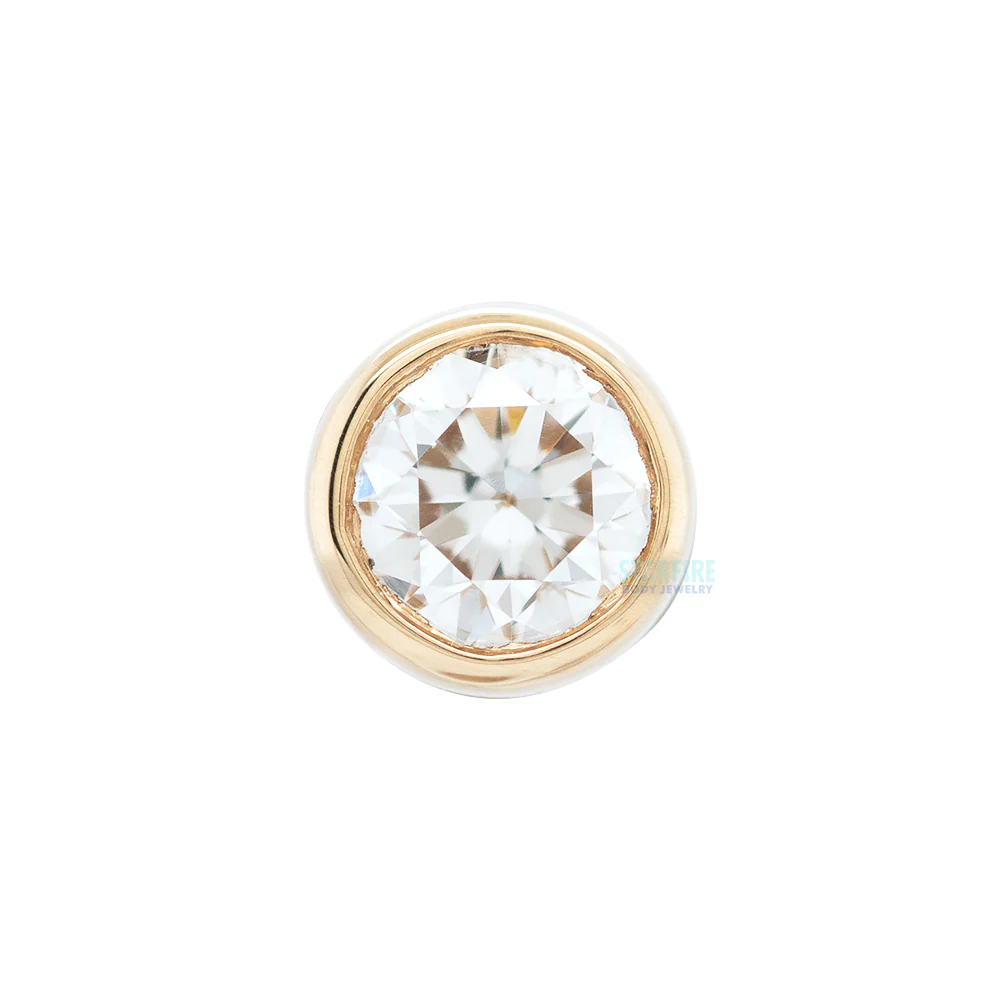 Bezel-Set Threaded End in Gold & Platinum with White Diamond
