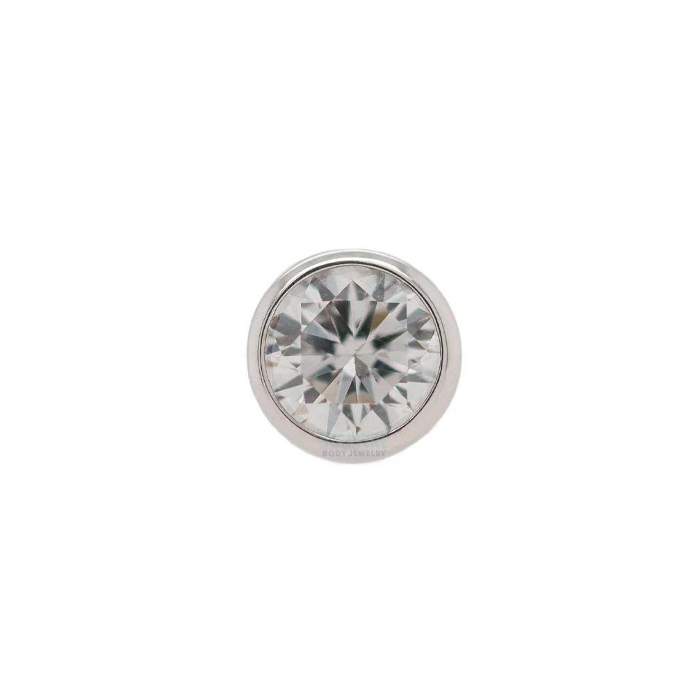 Bezel-Set Threaded End in Gold & Platinum with White Diamond - Image 2