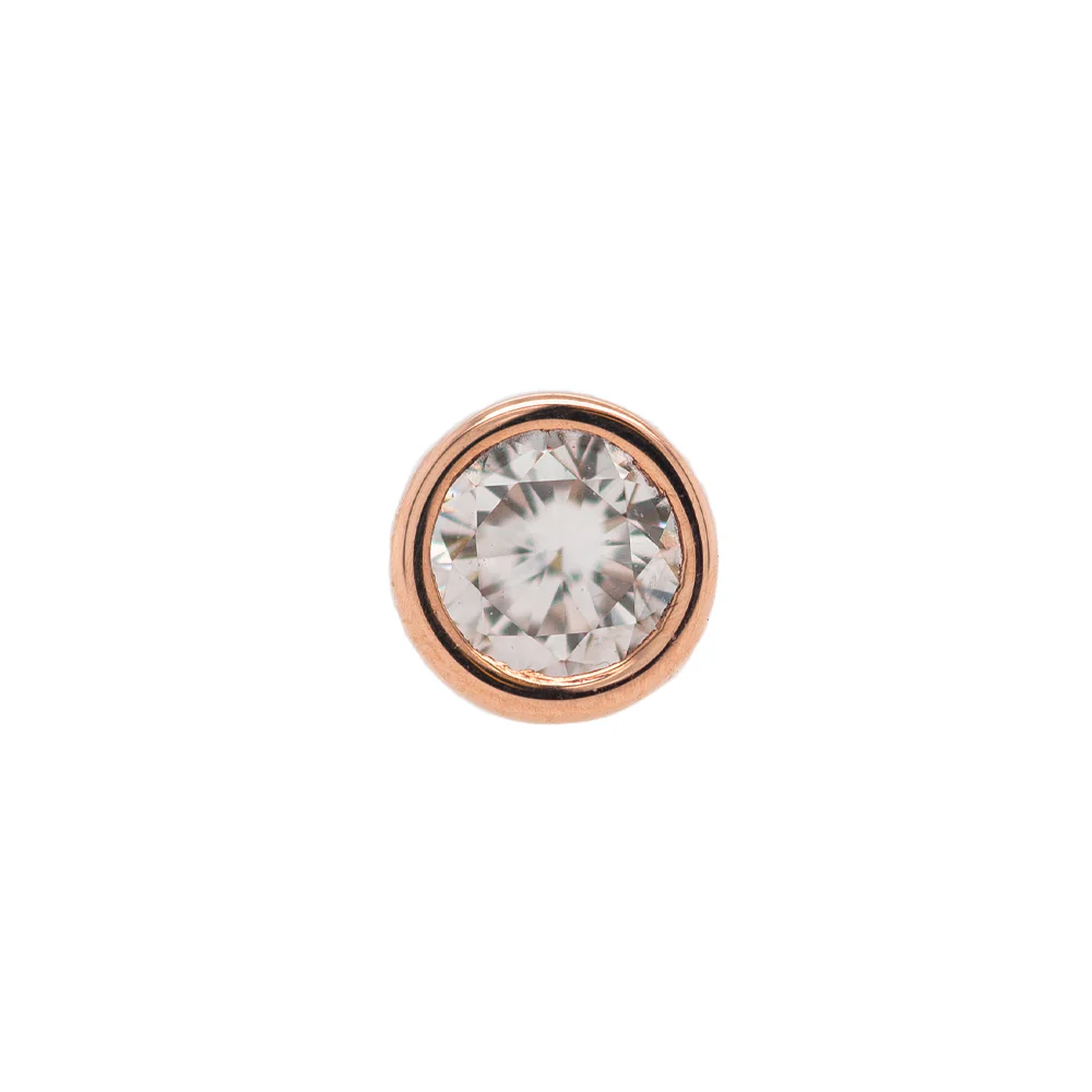 Bezel-Set Threaded End in Gold & Platinum with White Diamond - Image 3