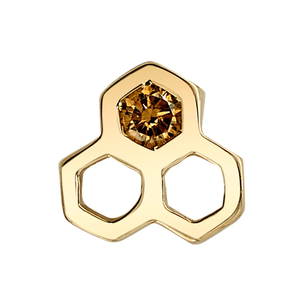 "Dulce" Threaded End in Gold & Platinum with Golden Yellow Diamond - Image 2