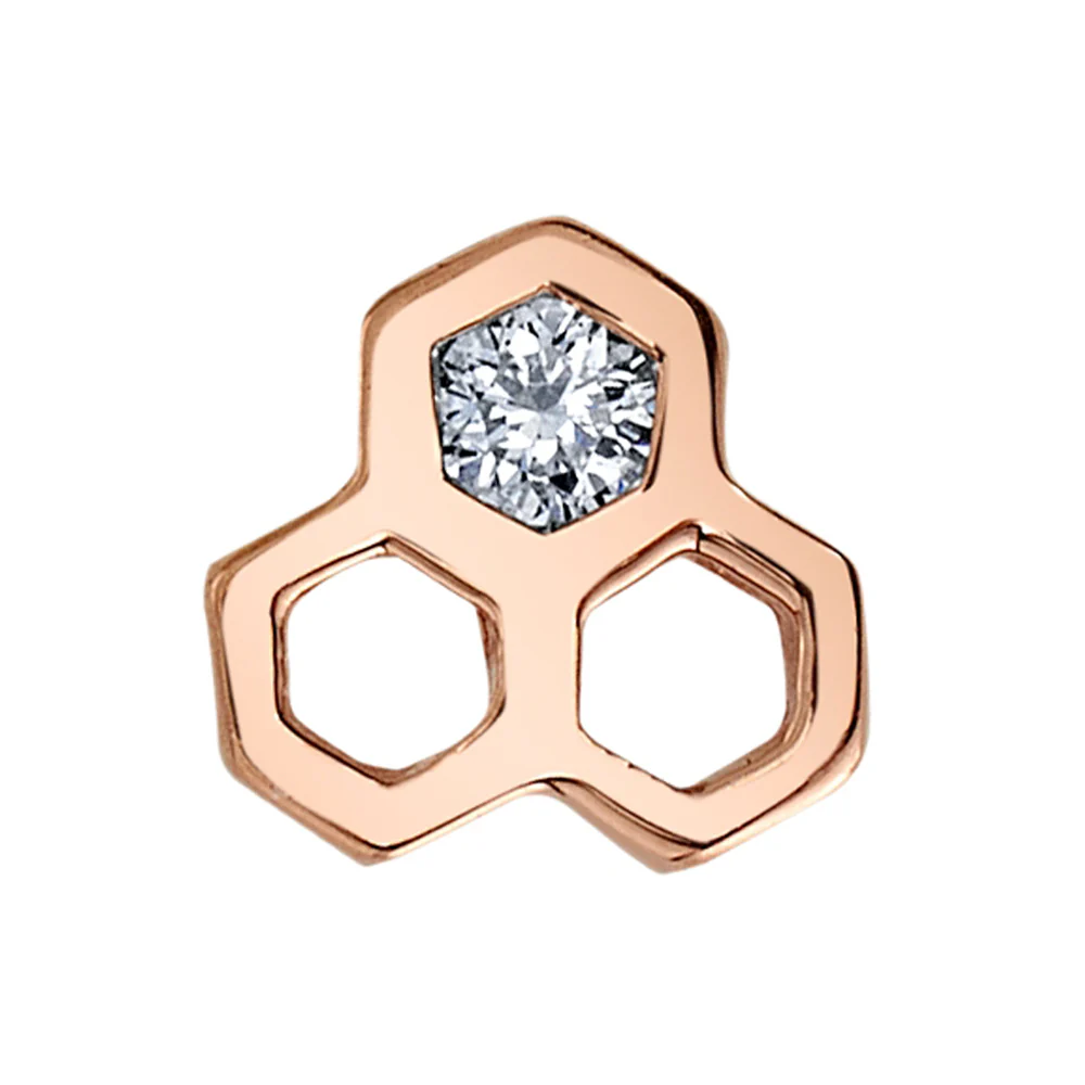 "Dulce" Threaded End in Gold & Platinum with White CZ - Image 2