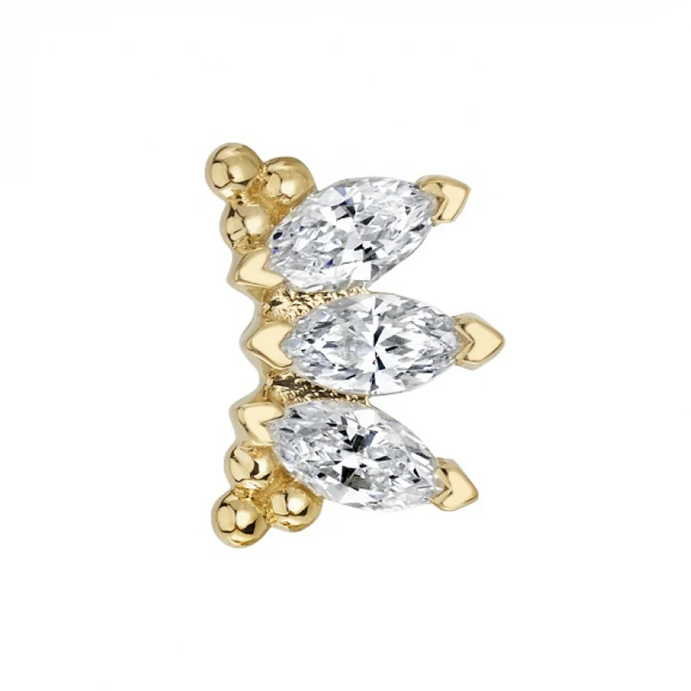 "Eloise" Marquise "Panaraya" Threaded End in Gold with DIAMONDS - Image 2