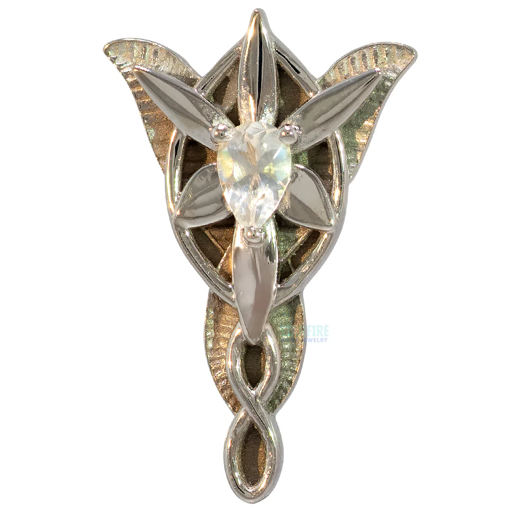 "Evening Star" Threaded End in Gold & Platinum with Faceted Rainbow Moonstone - Image 3