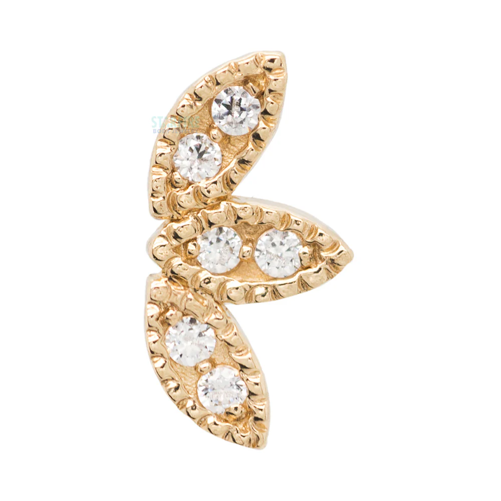 "Firefly" Threaded End in Gold & Platinum with White CZ's - Image 3
