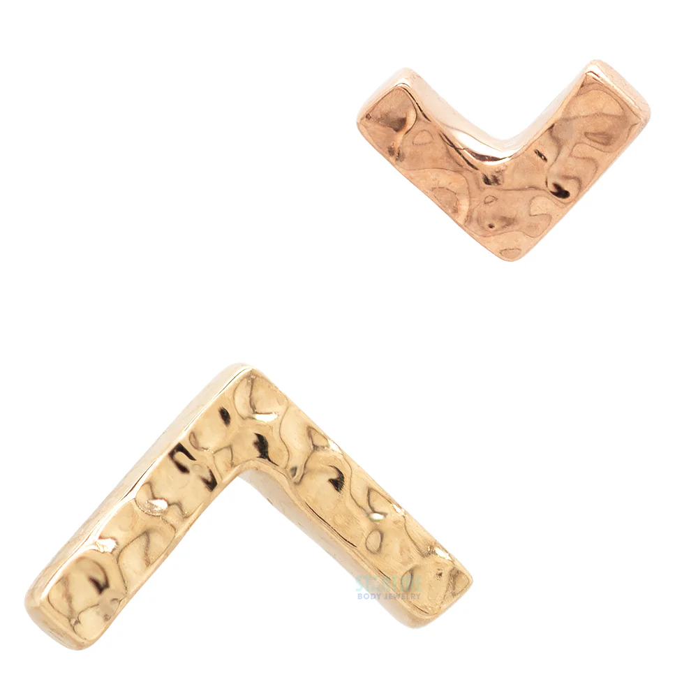 Flat V Hammered Finish Threaded End in Gold & Platinum