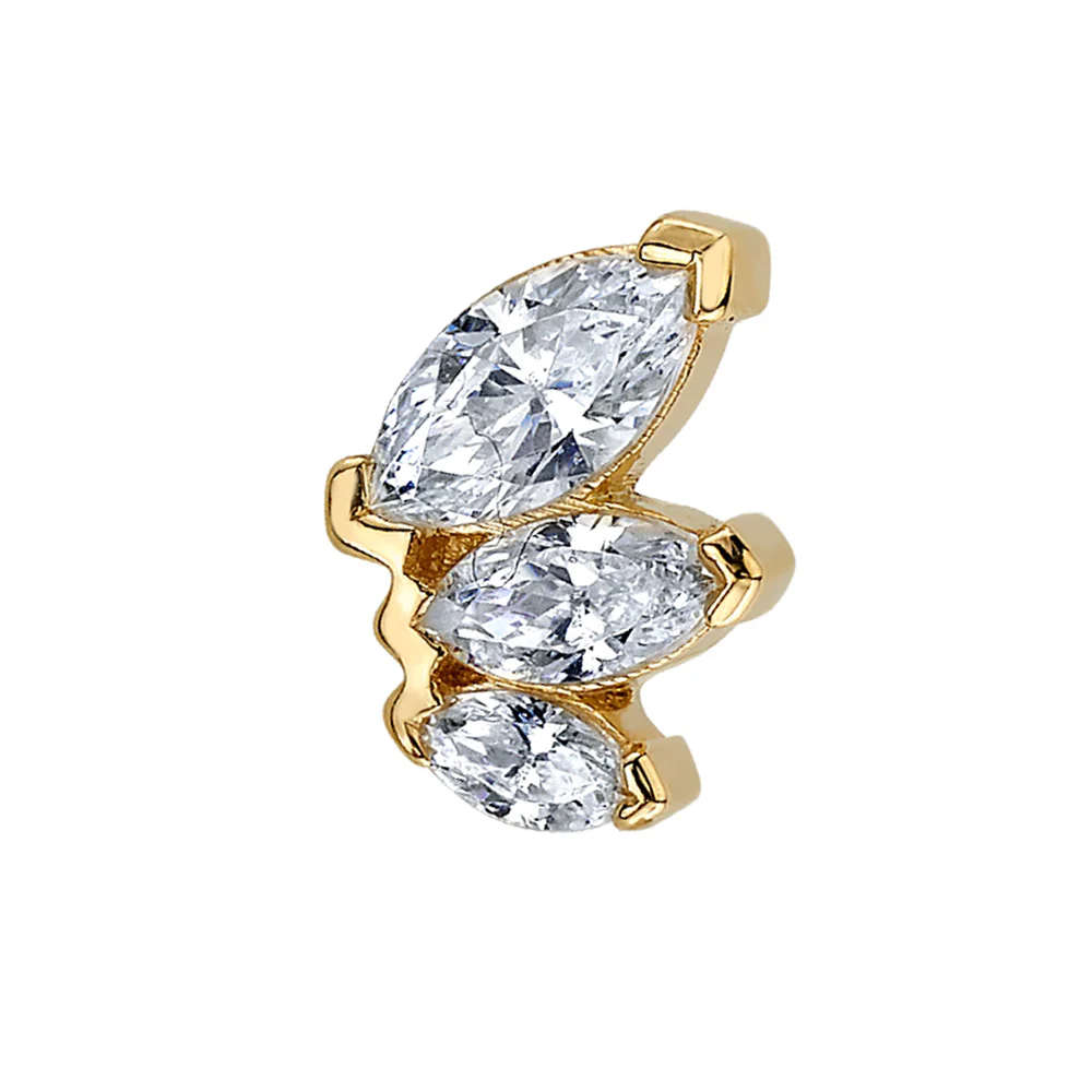 "French Kiss" Tiny Threaded End in Gold with DIAMONDS - Image 2