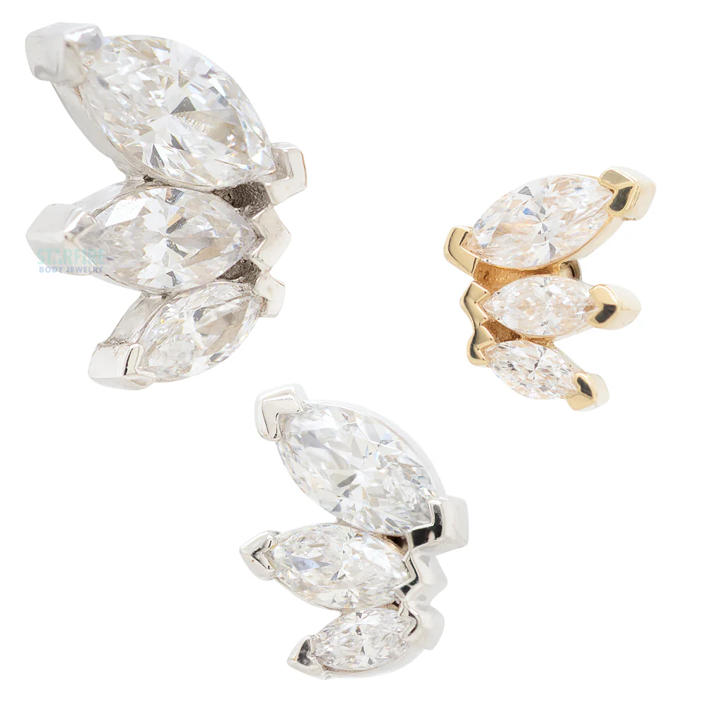 "French Kiss" Tiny Threaded End in Gold with White CZ's - Image 2