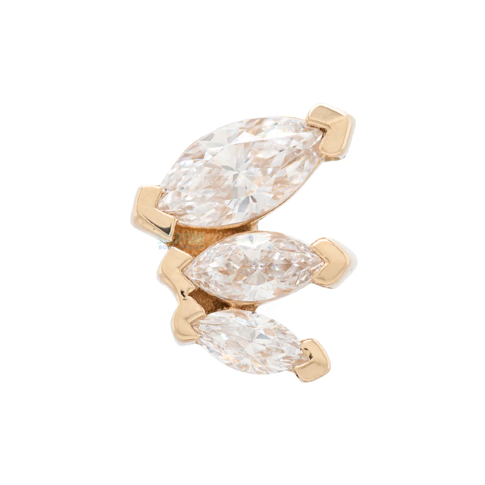 "French Kiss" Tiny Threaded End in Gold with White CZ's - Image 3