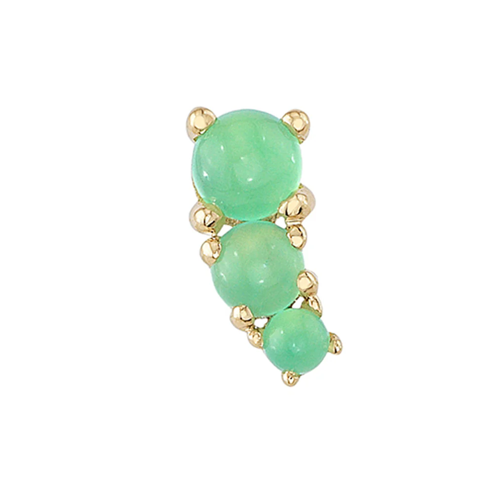 "Gale" Threaded End in Gold & Platinum with Chrysoprase - Image 2