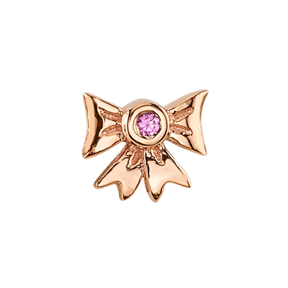 Gift Bow Threaded End in Gold with Pink Sapphire - Image 2
