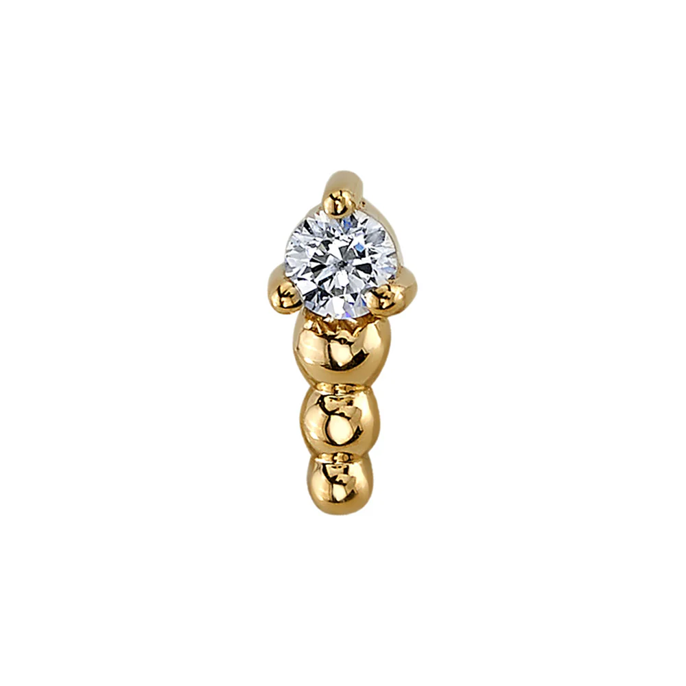"Glow Worm" Threaded End in Gold with White CZ - Image 2