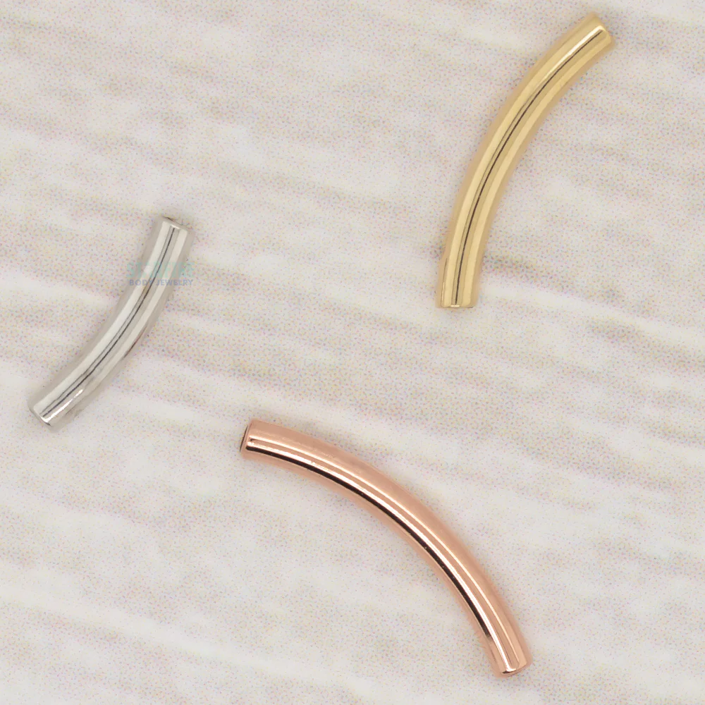 Gold & Platinum Threaded Curved Barbell Shaft - Image 2