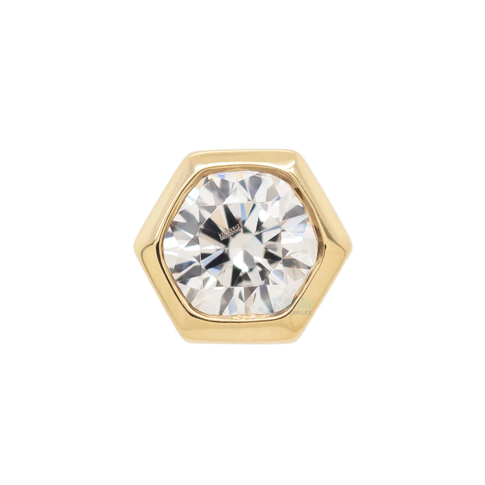 Honeycomb Nostril Screw in Gold with White CZ - Image 3