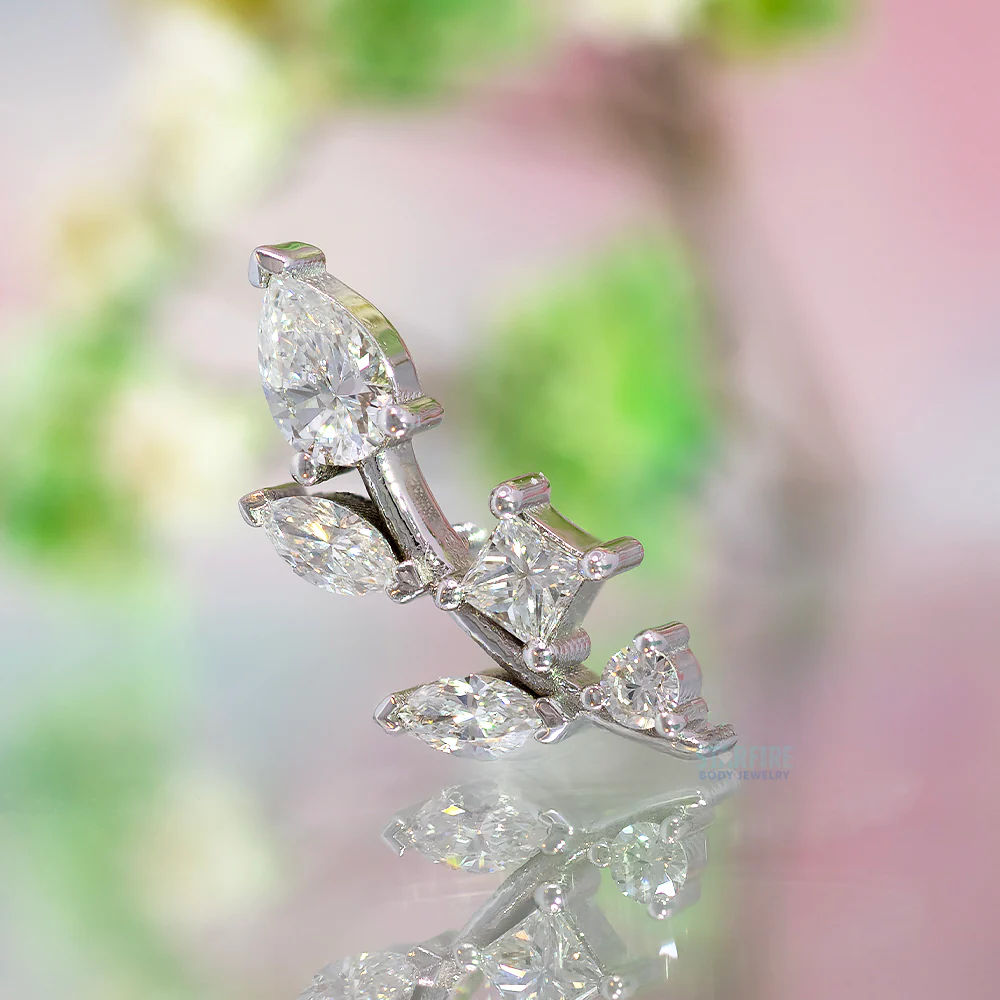 "Jasmine" Threaded End in Gold with DIAMONDS - Image 2