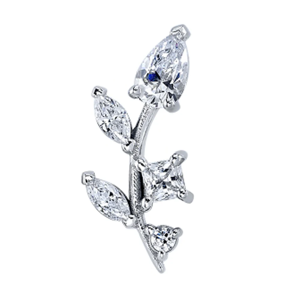 "Jasmine" Tiny Threaded End in Gold with DIAMONDS - Image 2