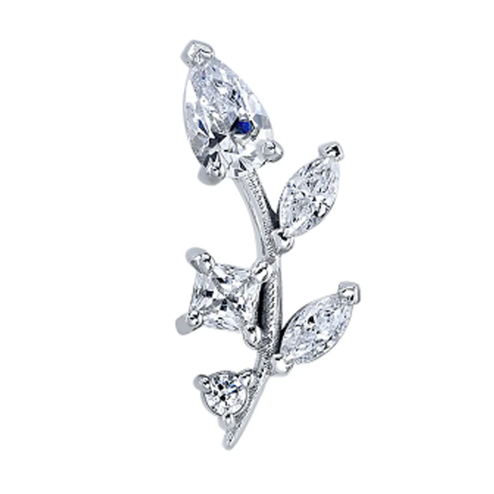 "Jasmine" Tiny Threaded End in Gold with White CZ's - Image 3