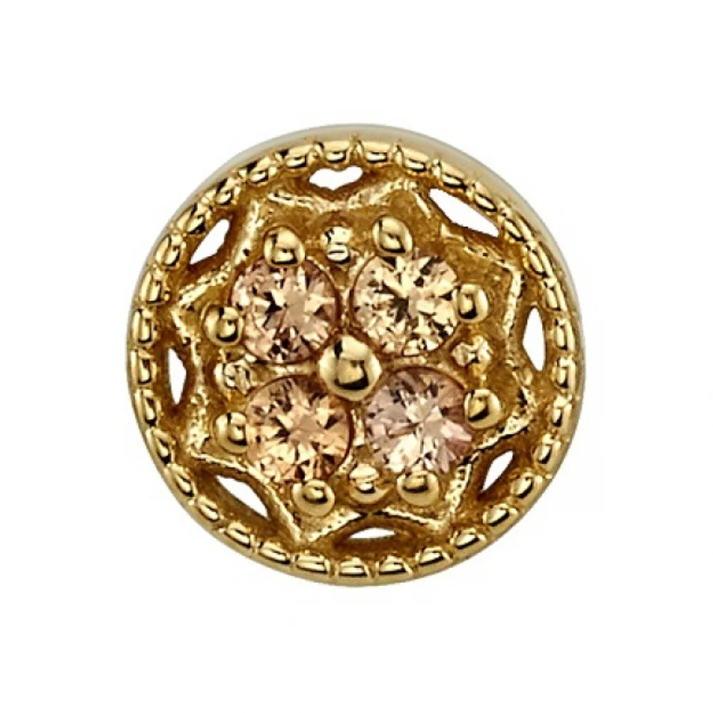 "Java" Threaded End in Gold with Champagne Sapphires - Image 2