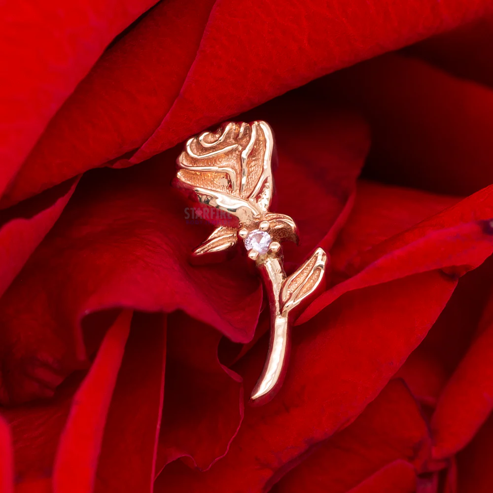 "Jess Rose" Threaded End in Gold with Light Pink Sapphire - Image 2