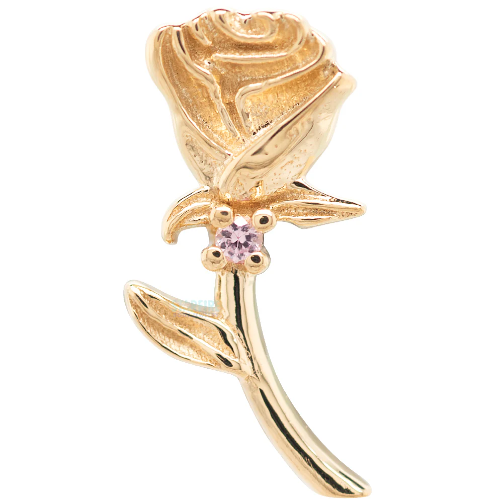 "Jess Rose" Threaded End in Gold with Light Pink Sapphire - Image 3