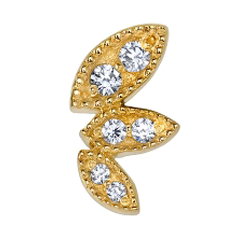 "Jess's Kiss" Threaded End in Gold with White CZ's - Image 2