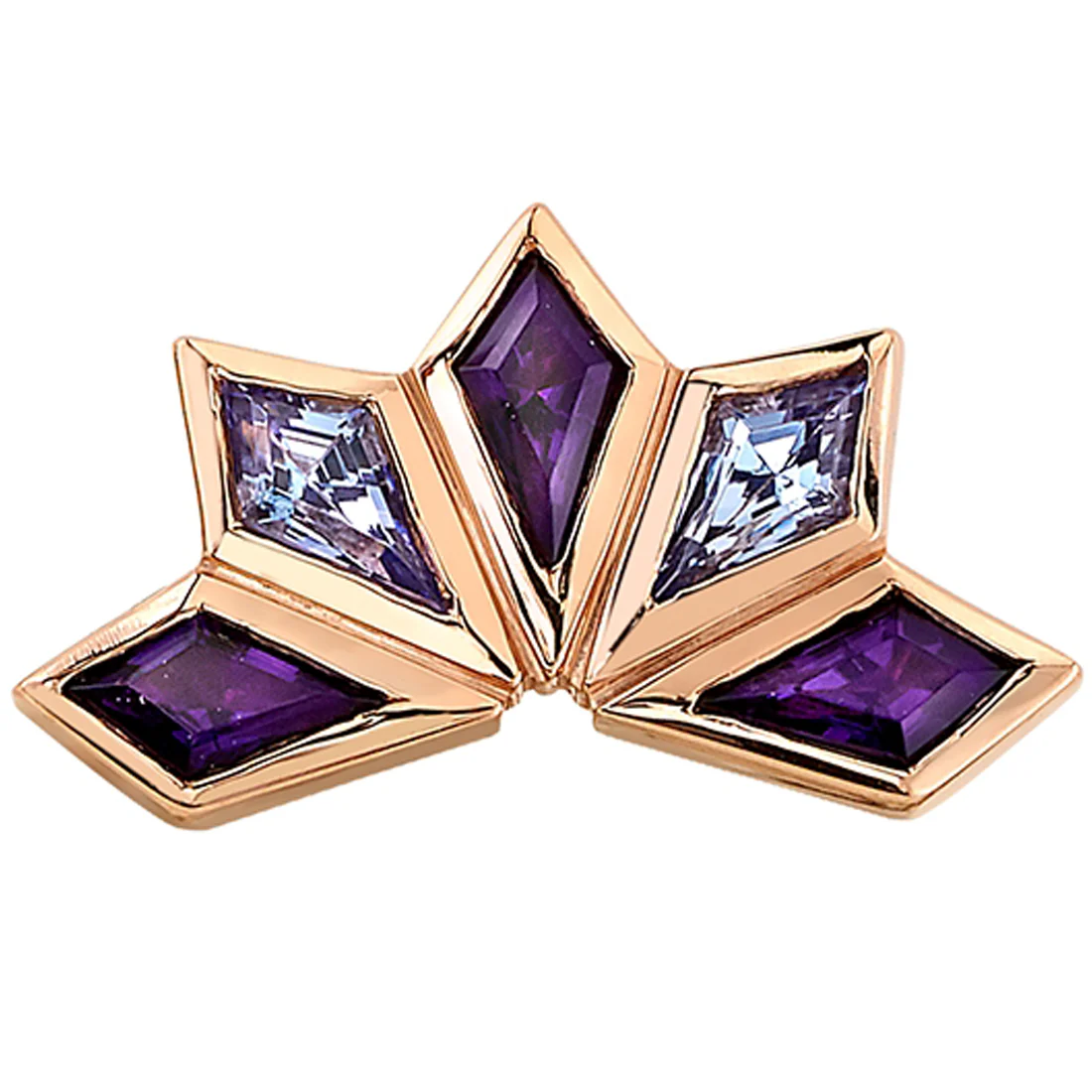 "Jezebel" Threaded End in Gold with Amethyst & Tanzanite - Image 2