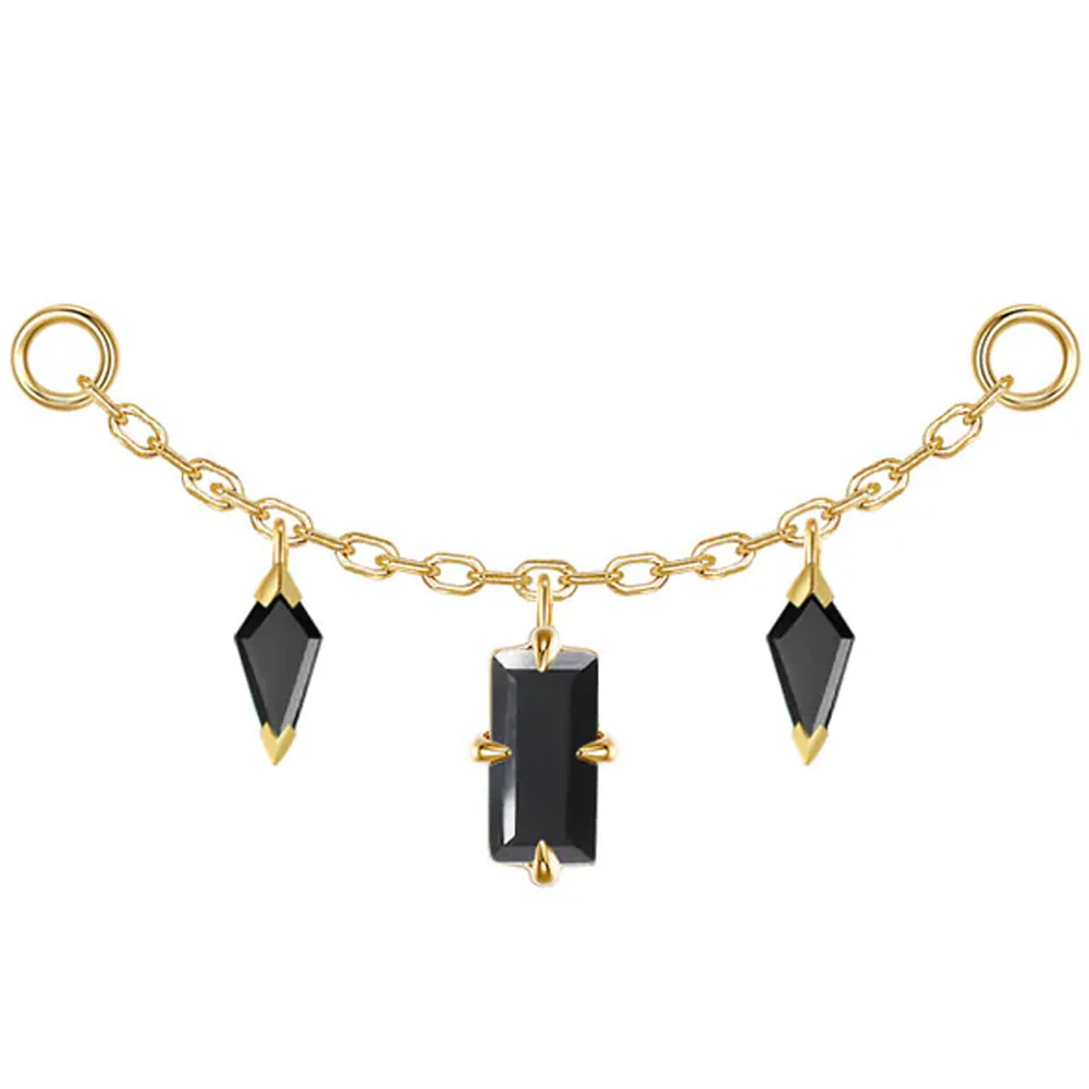 "Joanie" Chain Attachment in Gold with Black Agate - Image 2