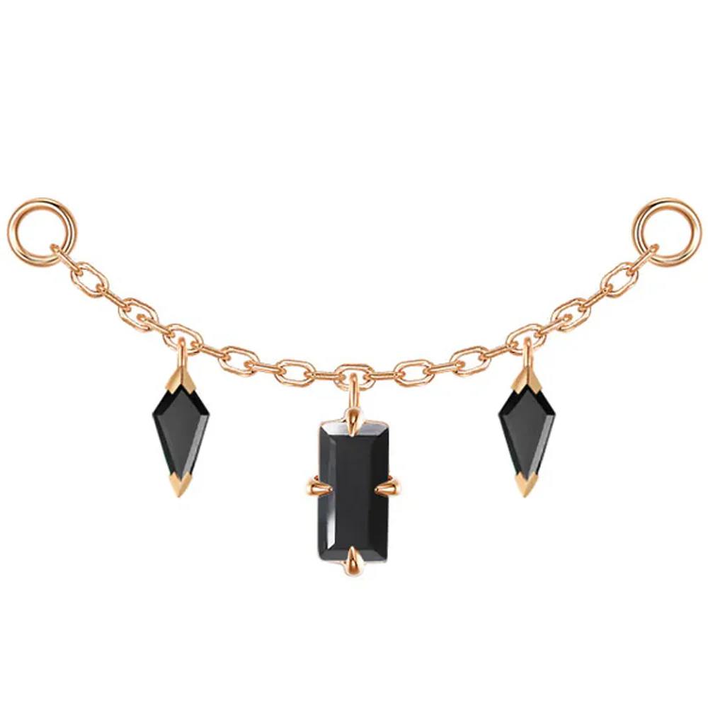"Joanie" Chain Attachment in Gold with Black Agate - Image 4