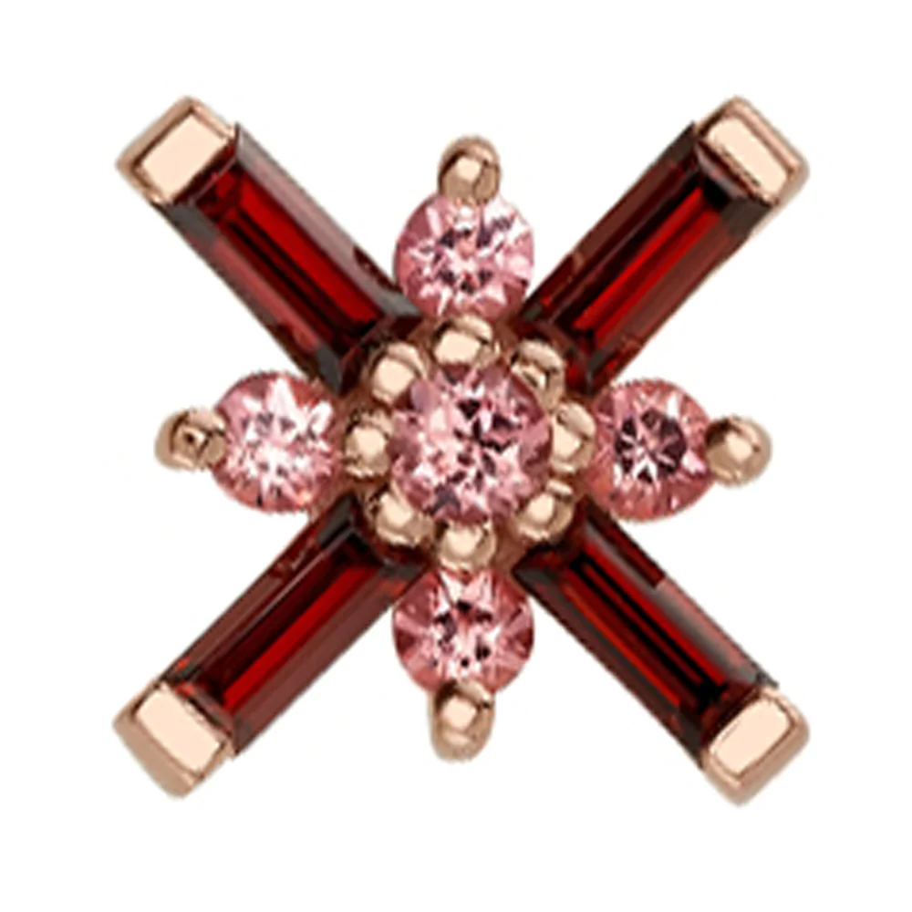 "Kaneda" Threaded End in Gold with Garnet & Padparadscha Sapphires - Image 2
