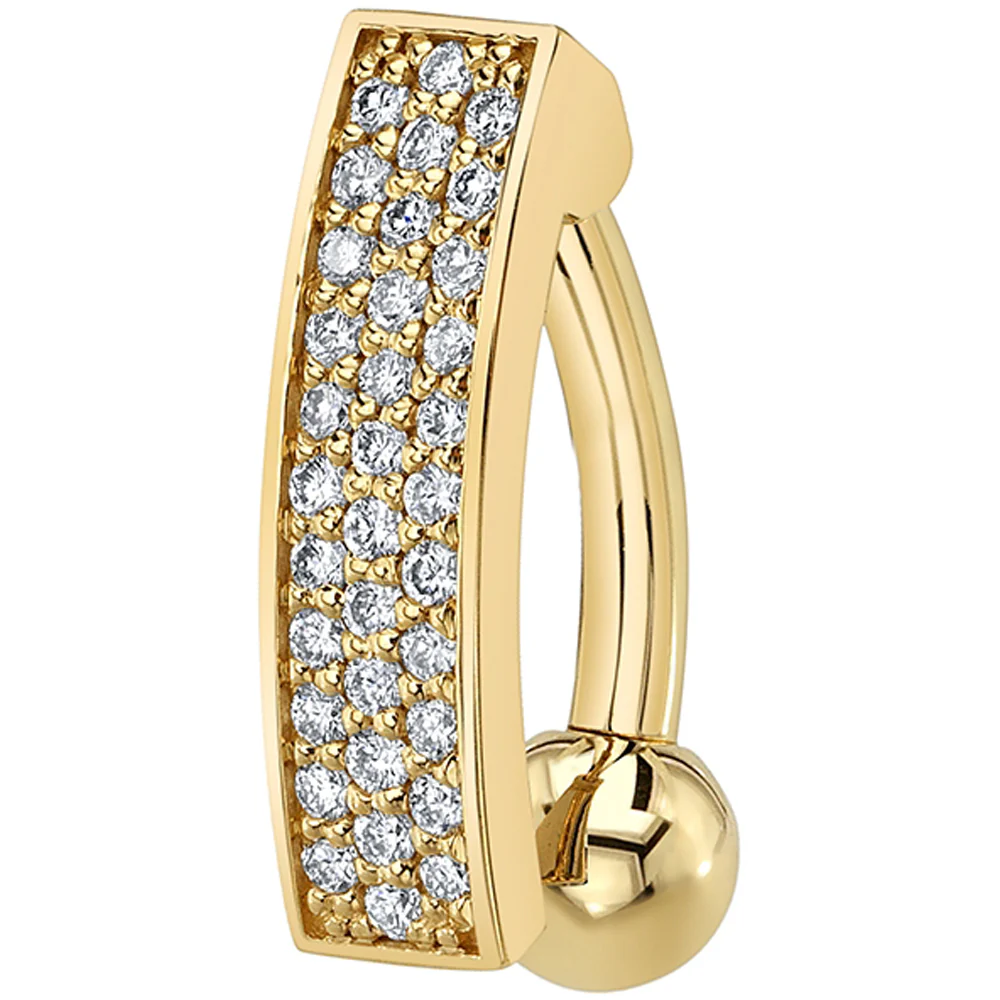 "Kenari" 'Comfort Fit' Navel Curve in Gold & Platinum with DIAMONDS