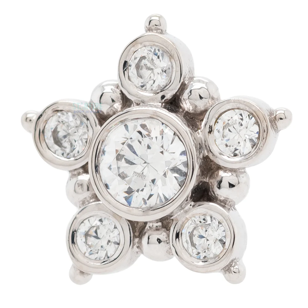 "Lucinda" Threaded End in Gold with White CZ's