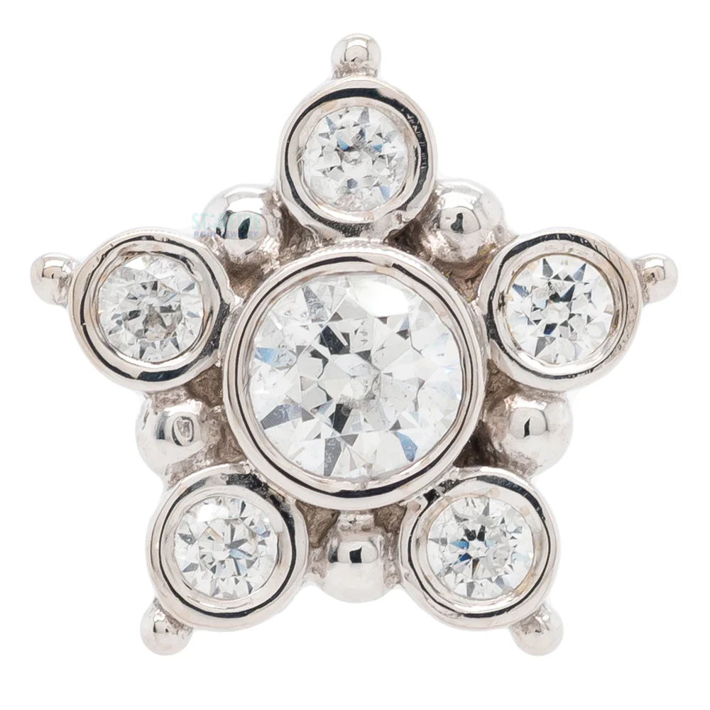 "Lucinda" Threaded End in Gold with White CZ's - Image 4