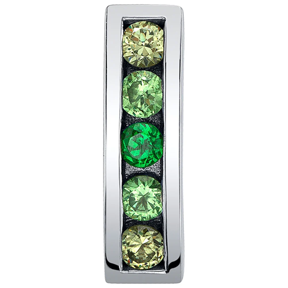 "Marava" 'Comfort Fit' Navel Curve in Gold & Platinum with Chrome Tsavorite, Tsavorite & Demantoid Garnet - Image 3