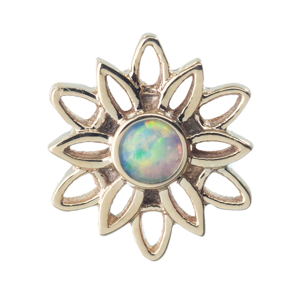 "Marisol" Threaded End in Gold with Genuine White Opal - Image 2