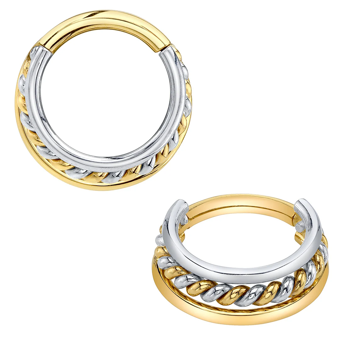 "Mars" Two Tone Hinge Ring in Gold