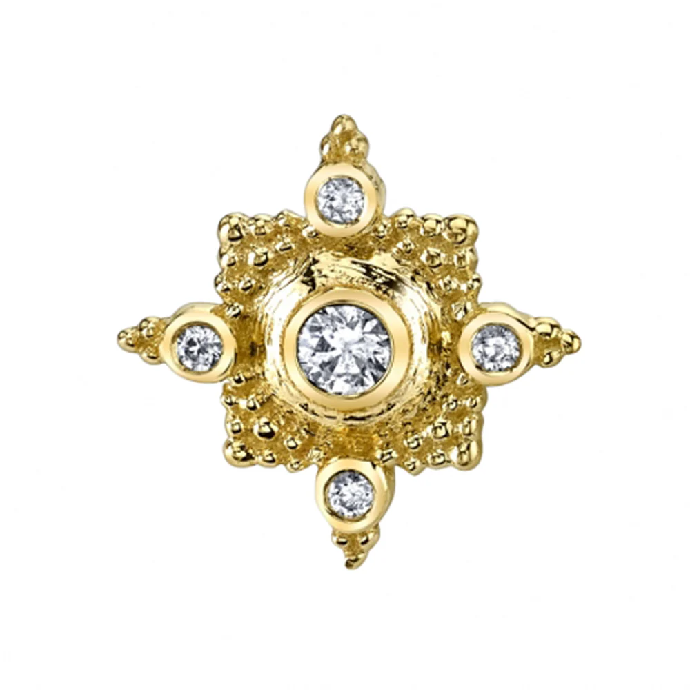 "Medium Kandy" Threaded End in Gold & Platinum with White CZ's - Image 2
