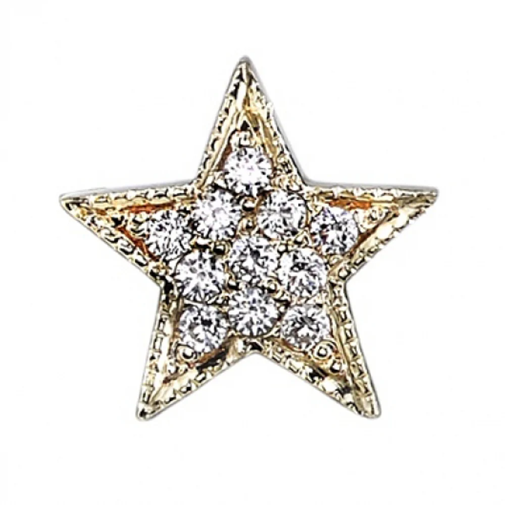 Micro Pave Star Threaded End in Gold with DIAMONDS - Image 2