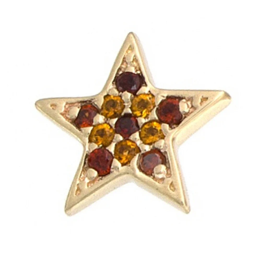 Micro Pave Star Threaded End in Gold with Garnet & Citrine - Image 2