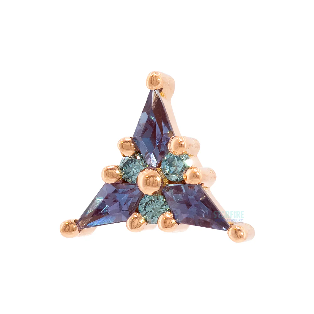 "Mini Asteria" Threaded End in Gold & Platinum with Chatham Alexandrite & Ice Blue Diamonds
