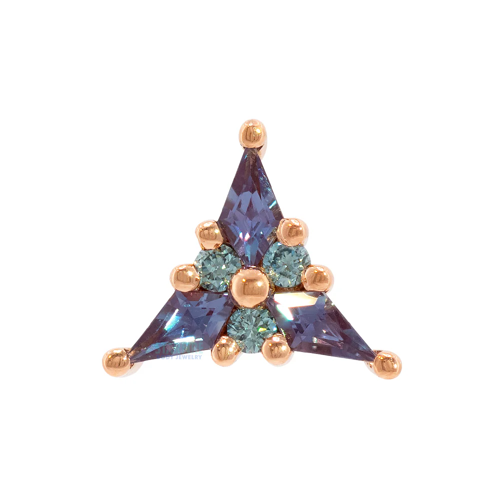 "Mini Asteria" Threaded End in Gold & Platinum with Chatham Alexandrite & Ice Blue Diamonds - Image 3