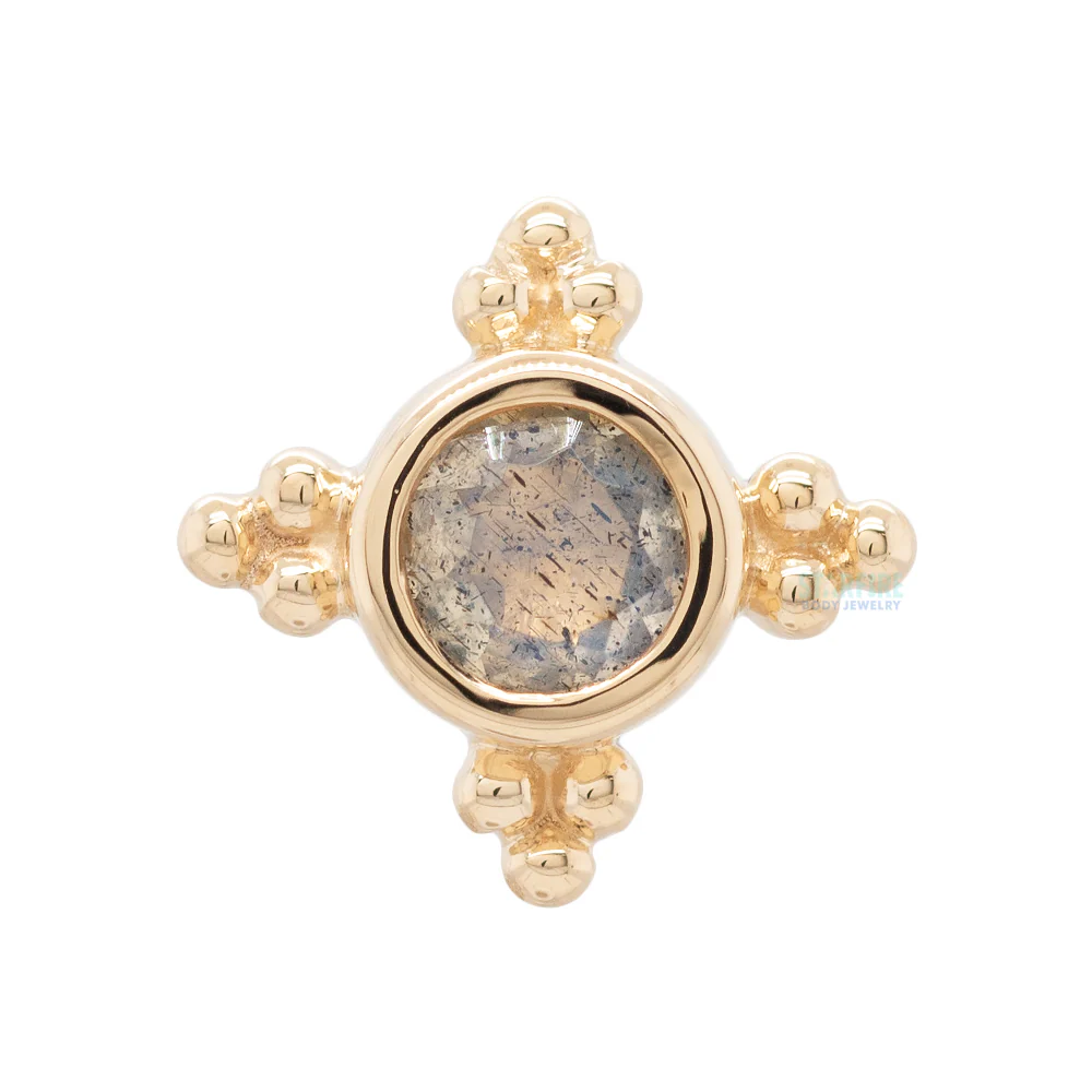 "Mini Kandy" Threaded End in Gold & Platinum with Round Faceted Labradorite - Image 3