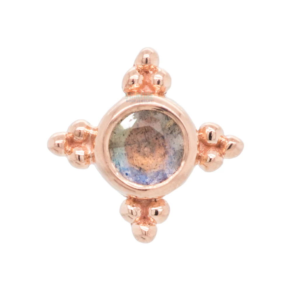"Mini Kandy" Threaded End in Gold & Platinum with Round Faceted Labradorite - Image 4